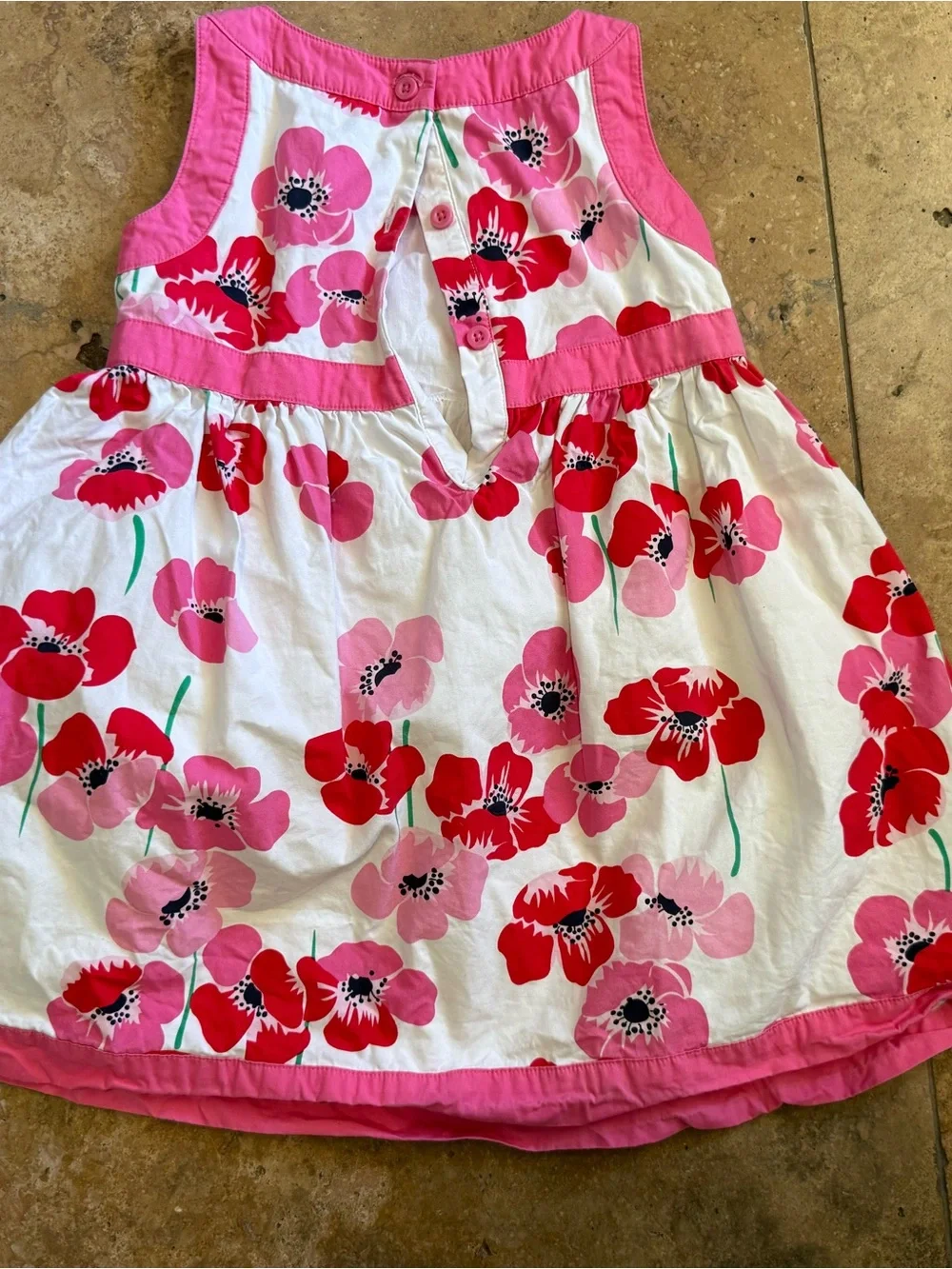 Gymboree Pink, Red & White Floral Bow Sundress